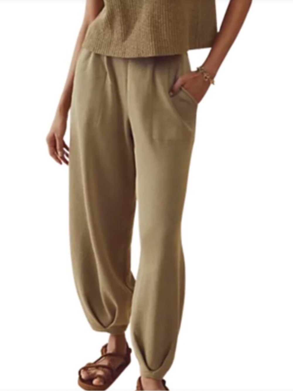Free People Beach FPB Free-est Freya barrel pants Olive green Linen Blend Size M